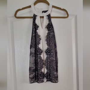Cream and black lace halter top